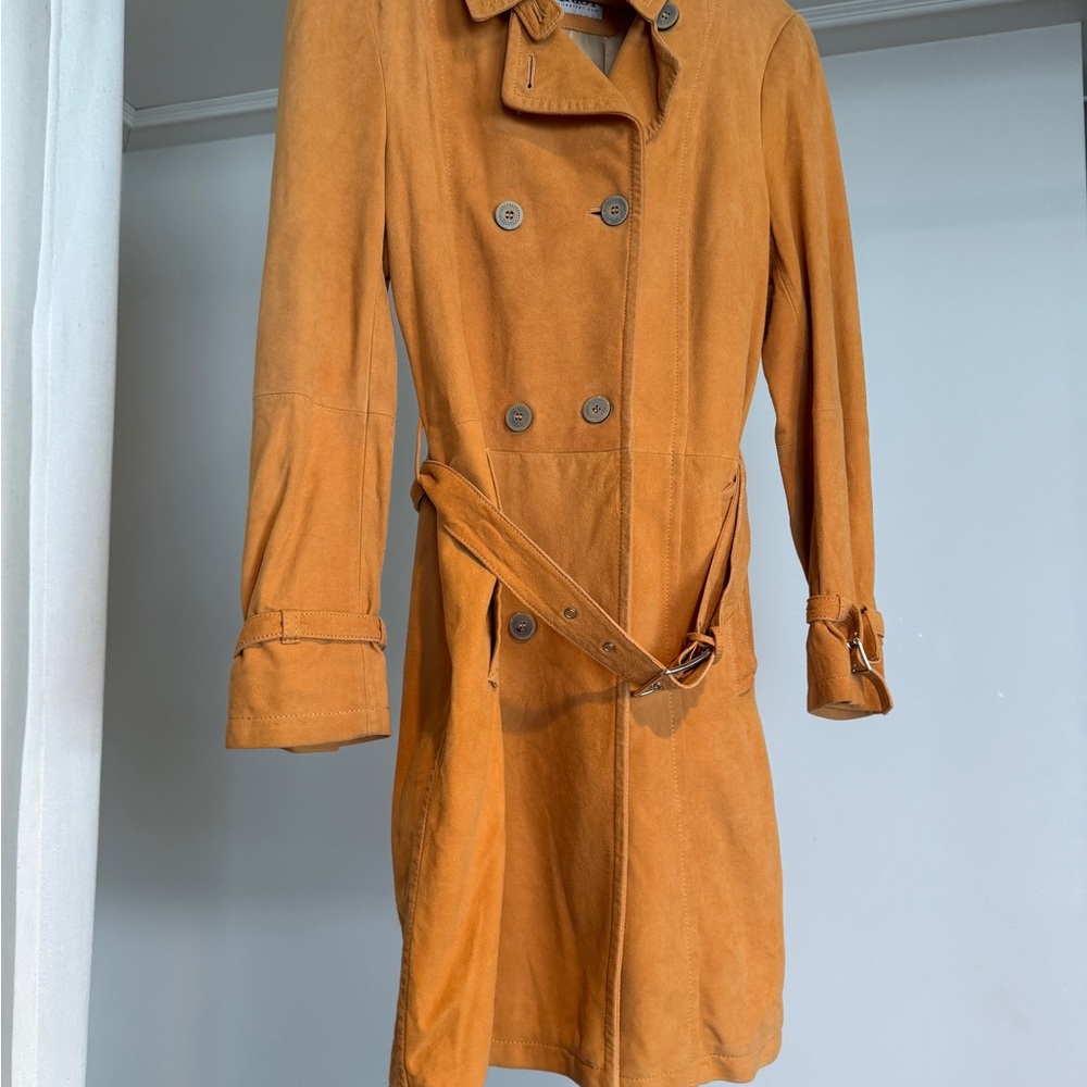 Women’s CHRIST Germany Suede Trench Coat – Size 38 – Genuine Leather